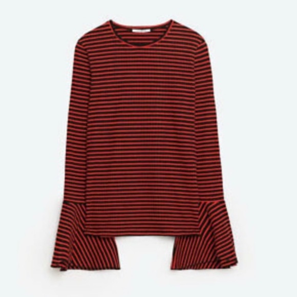 Zara Ribbed Bell Sleeves Top - Picture 2 of 4
